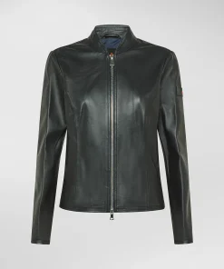 Biker corto in nappa tinta