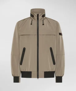 Bomber con cappuccio estraibile e dettagli neri