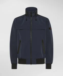 Bomber con cappuccio estraibile e dettagli neri