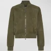 Bomber corto in pelle scamosciata