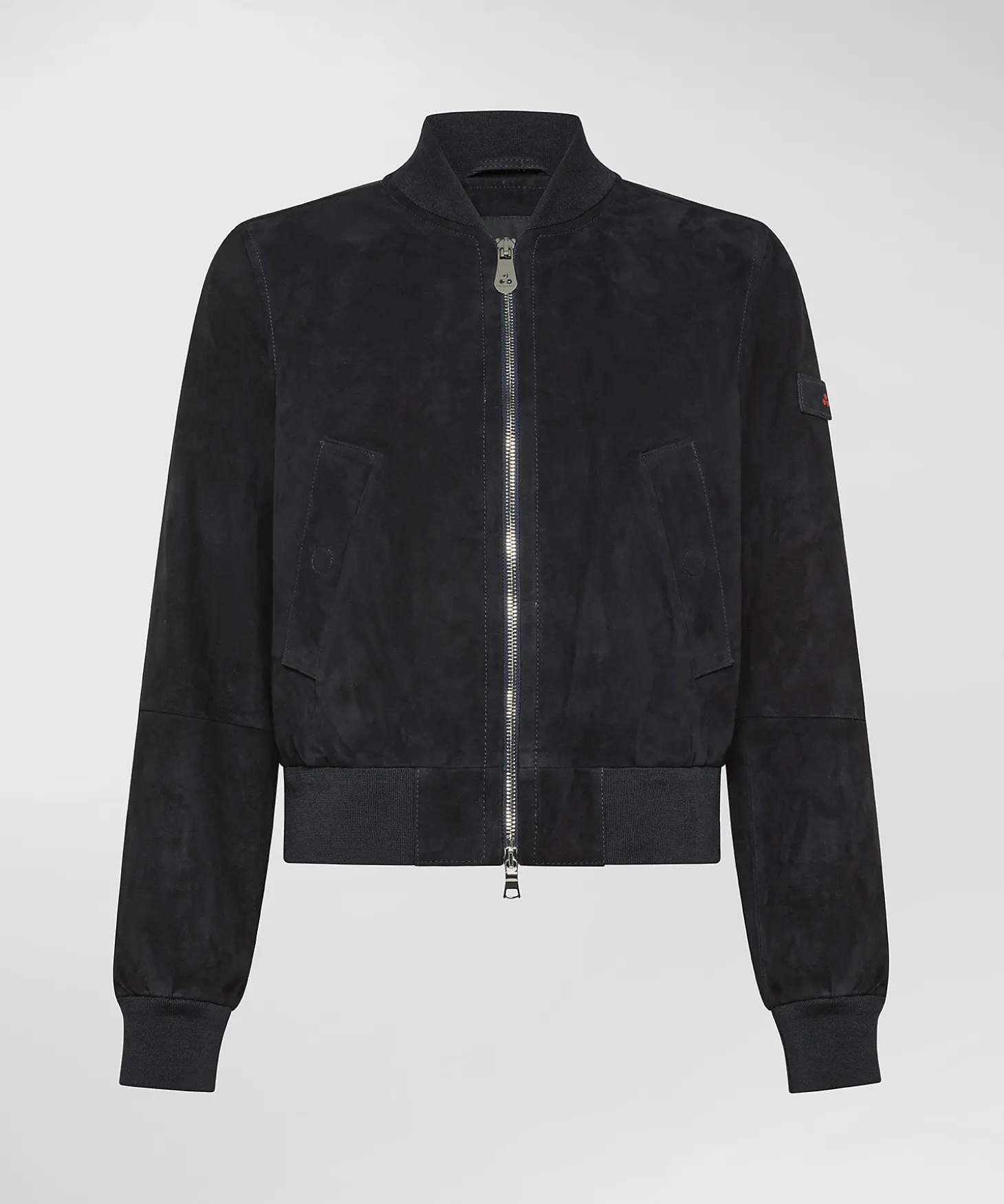 Bomber corto in pelle scamosciata