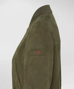 Bomber corto in pelle scamosciata