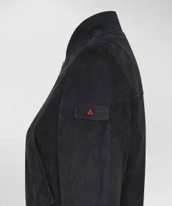 Bomber corto in pelle scamosciata