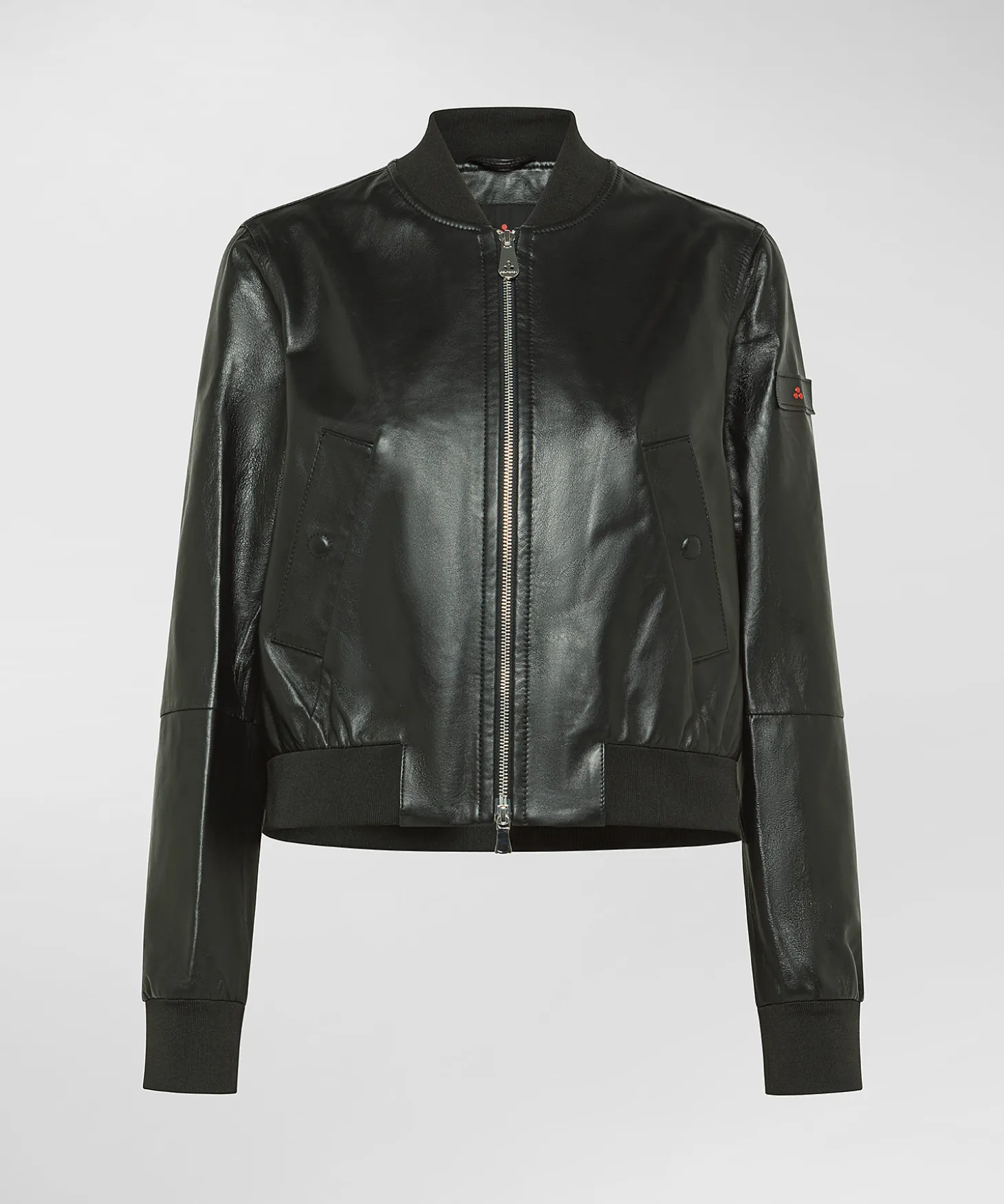 Bomber in nappa tinta con dettagli in maglia