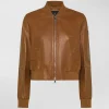 Bomber in nappa tinta con dettagli in maglia
