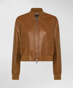 Bomber in nappa tinta con dettagli in maglia