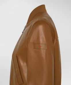 Bomber in nappa tinta con dettagli in maglia