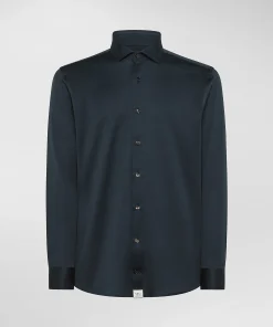 Camicia in piqué di cotone mercerizzato