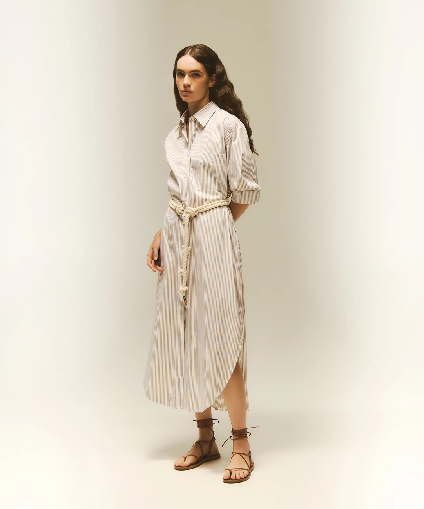 Chemisier in mix di cotone a righe