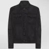 Giacca camicia in suede effetto used