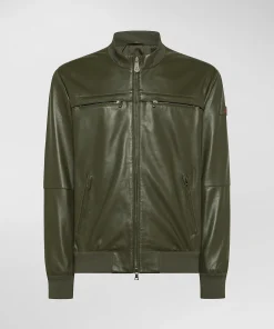 Giacca in pelle con taschini al petto