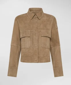 Giacca in pelle scamosciata