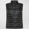 Gilet packable in piuma d’oca e bottoni in tinta