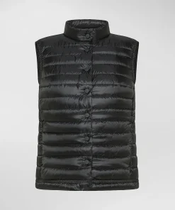 Gilet packable in piuma d’oca e bottoni in tinta