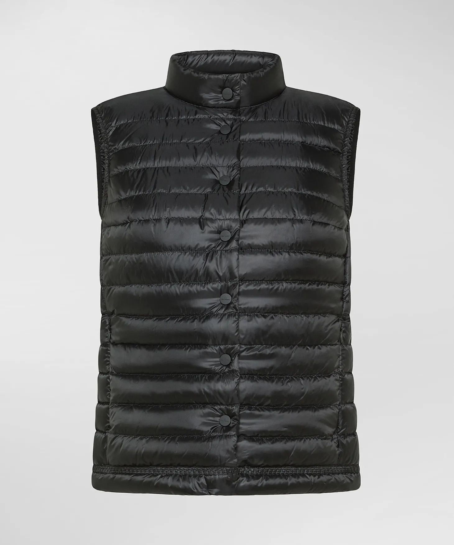 Gilet packable in piuma d’oca e bottoni in tinta