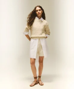 Maglia a trecce in cotone mouliné