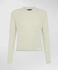 Maglia a treccia in tricot di cotone