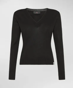 Maglia con scollo a V in tricot