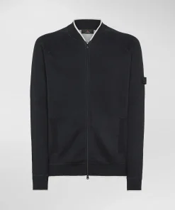 Maglia full zip effetto felpa