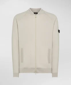 Maglia full zip effetto felpa