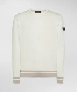 Maglia in tricot di cotone con dettagli a contrasto