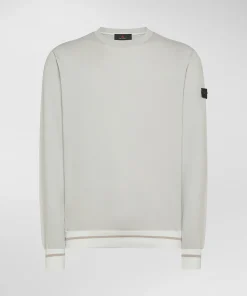 Maglia in tricot di cotone con dettagli a contrasto