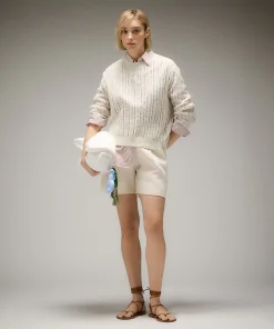 Maglia in tricot misto lino e seta, mouliné