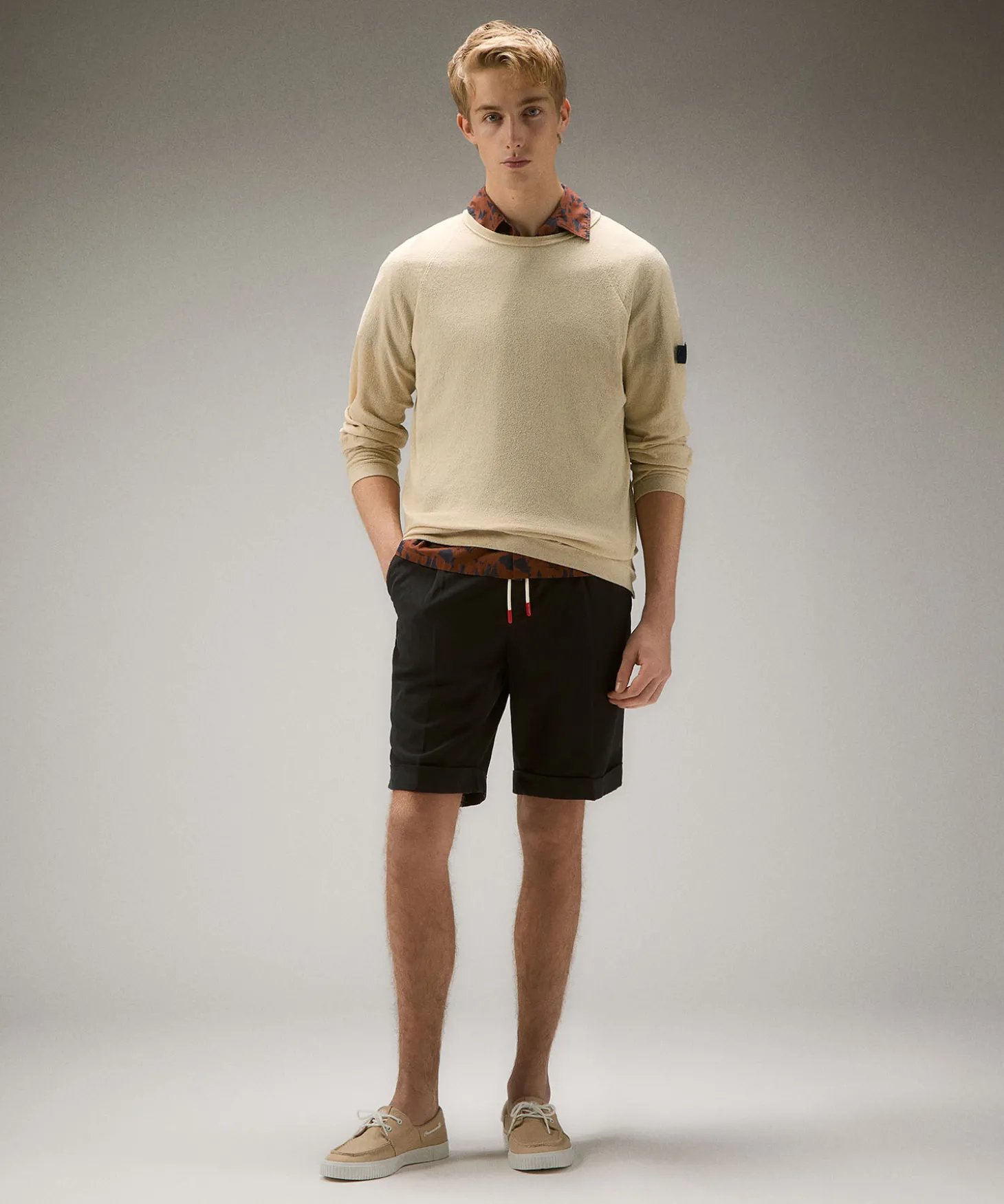 Maglia maniche lunghe in tricot effetto spugna