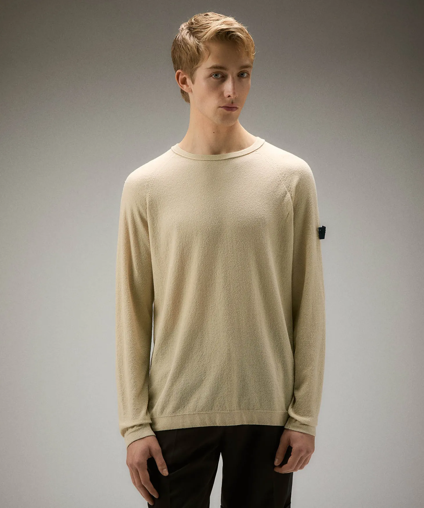Maglia maniche lunghe in tricot effetto spugna