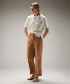 Pantaloni in gabardina di cotone stretch