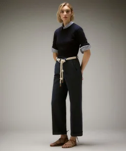 Pantaloni in gabardina di cotone stretch