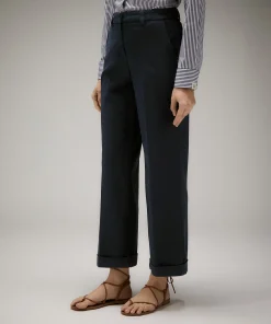 Pantaloni in gabardina di cotone stretch