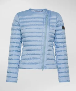 Piumino avvitato con zip obliqua