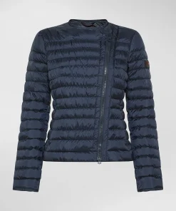 Piumino avvitato con zip obliqua