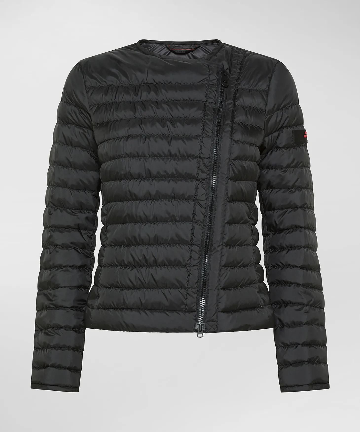 Piumino avvitato con zip obliqua