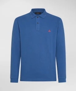 Polo a maniche lunghe in piqué di cotone