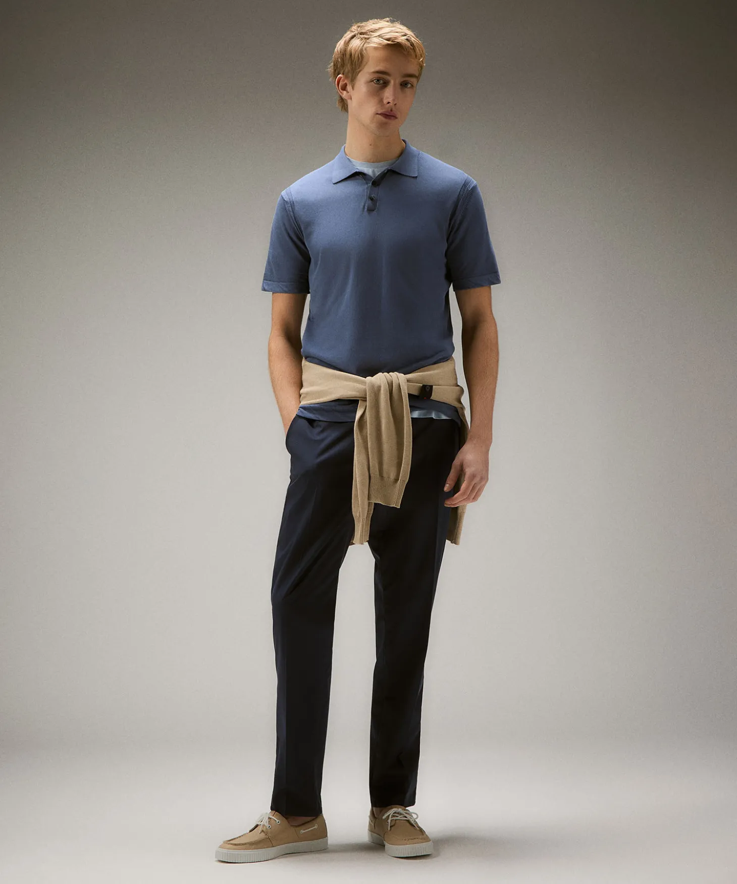 Polo classica in tricot di cotone, tinto capo
