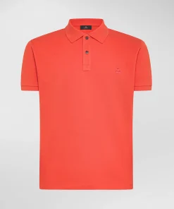Polo in cotone piqué con logo ricamato