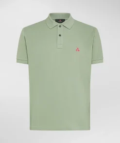 Polo in cotone piqué con logo ricamato