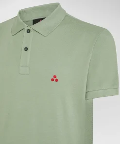Polo in cotone piqué con logo ricamato