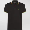 Polo in piqué di cotone stretch con dettagli fluo
