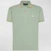 Polo in piqué di cotone stretch con dettagli fluo