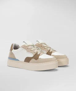 Sneakers In Pelle Con Dettagli In Suede