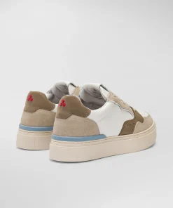 Sneakers In Pelle Con Dettagli In Suede