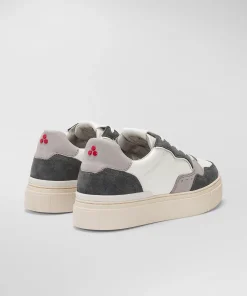 Sneakers In Pelle Con Dettagli In Suede