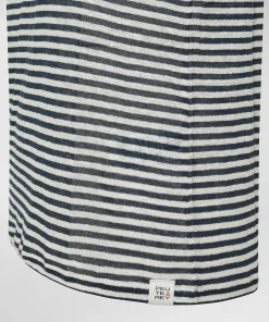 T-shirt a righe in misto lino