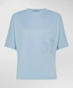 T-shirt con spalla a kimono e taschino con dettaglio stampato
