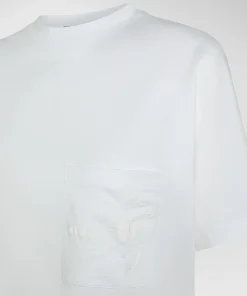 T-shirt con spalla a kimono e taschino con dettaglio stampato