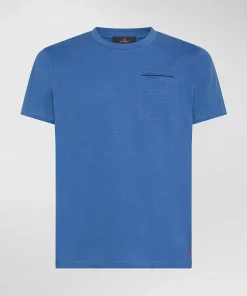 T-shirt con taschino in cotone fiammato