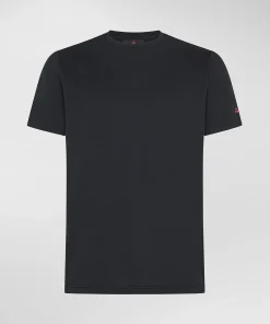 T-shirt in piquet stretch di cotone e seta